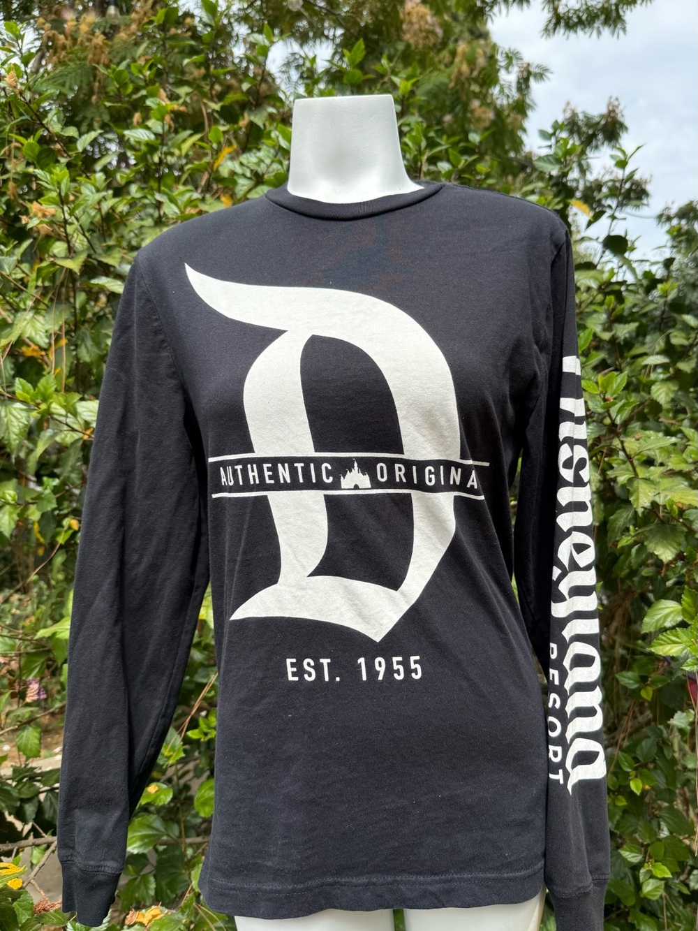 Disneyland Black Long-Sleeve Tee with White 'D' Graphic